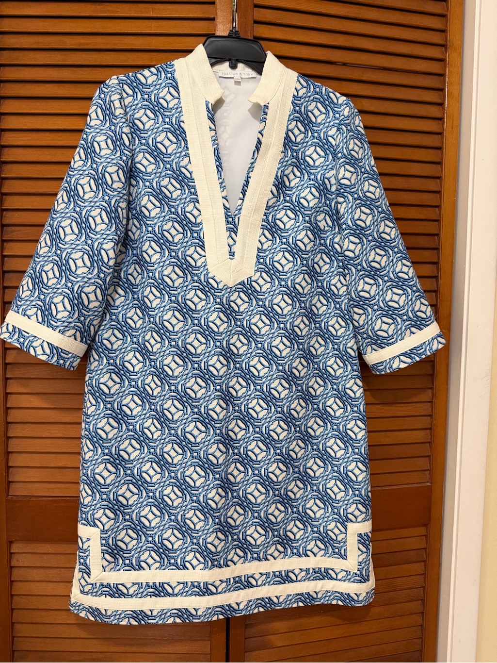 Preston & York Nwot Size 10 Loretta Blue/White Lined Linen Tunic